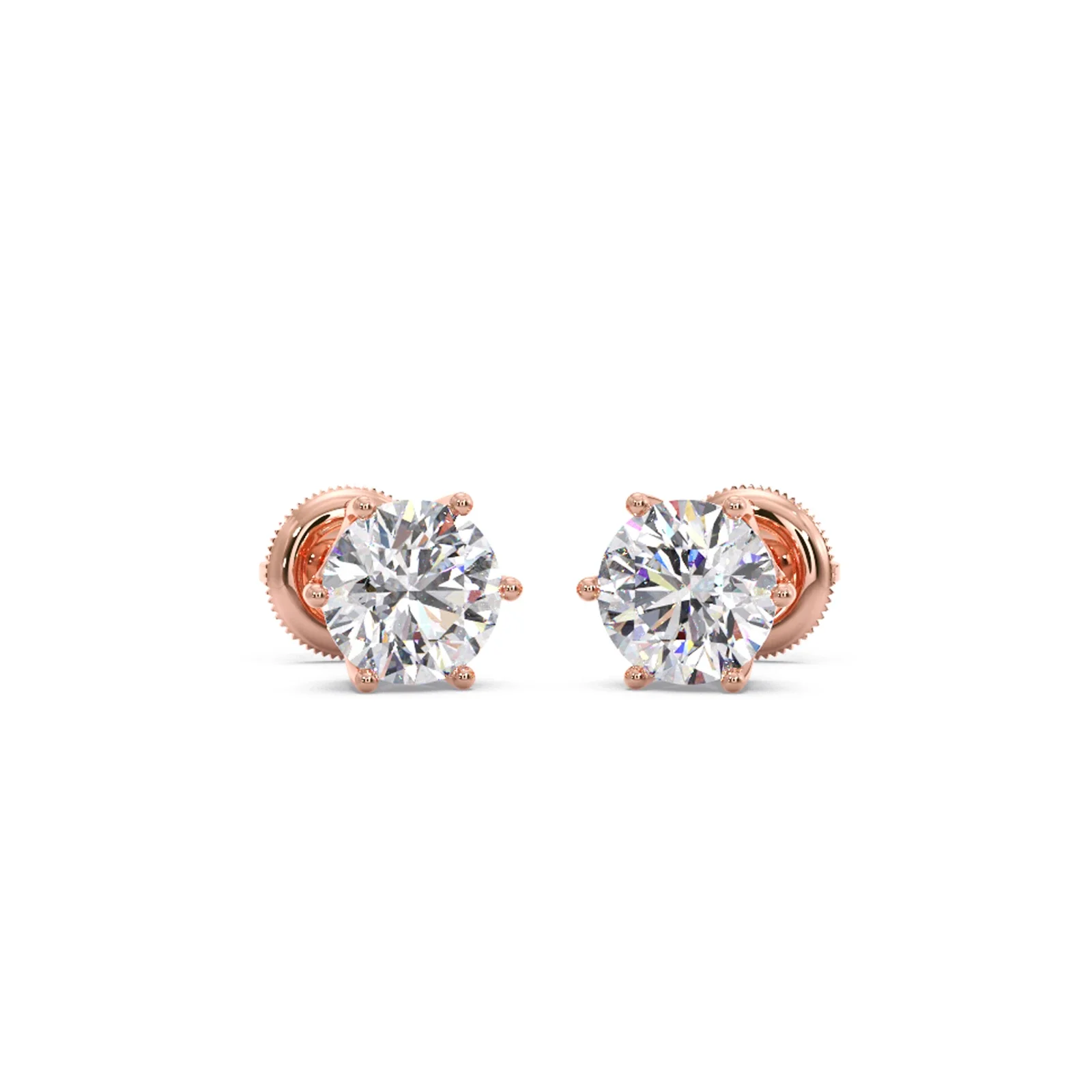 Six-Prong Round Brilliant Cut Diamond Stud Earrings - Image 5