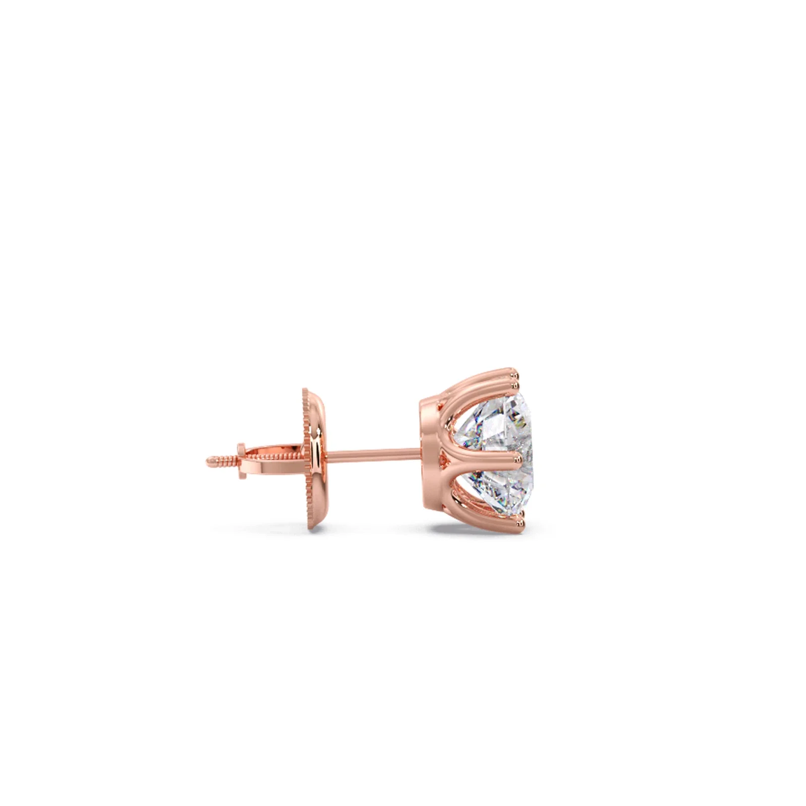Six-Prong Round Brilliant Cut Diamond Stud Earrings - Image 7