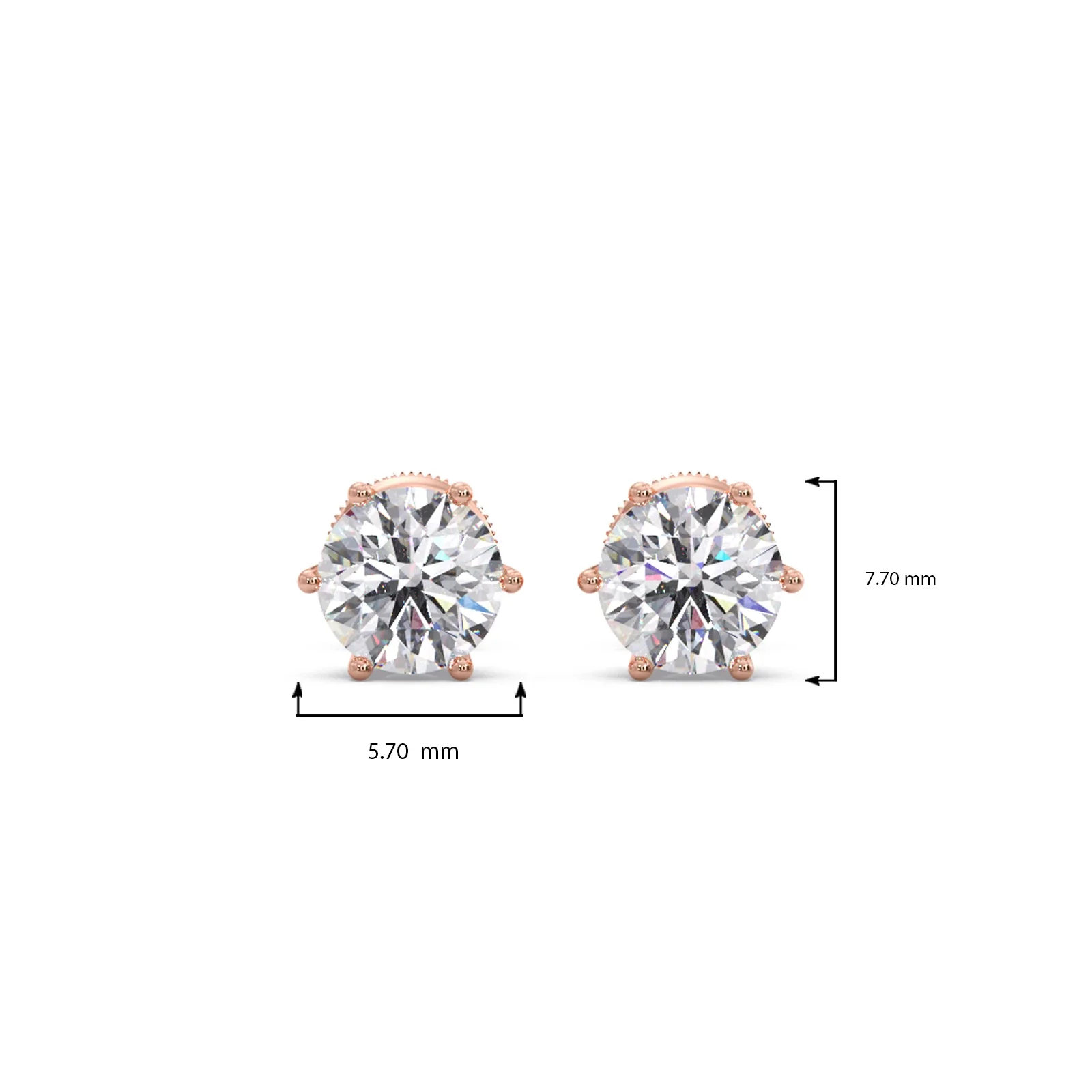 Six-Prong Round Brilliant Cut Diamond Stud Earrings - Image 8