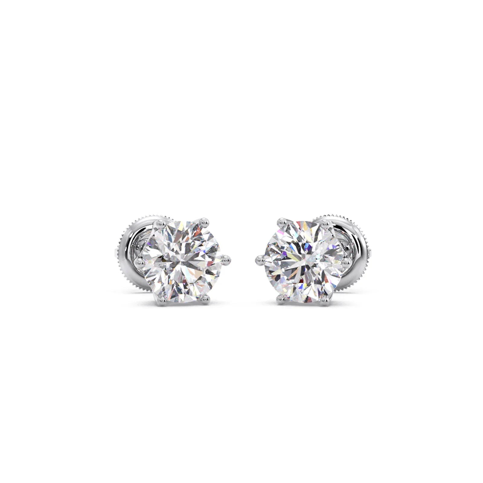 Six-Prong Round Brilliant Cut Diamond Stud Earrings - Image 9