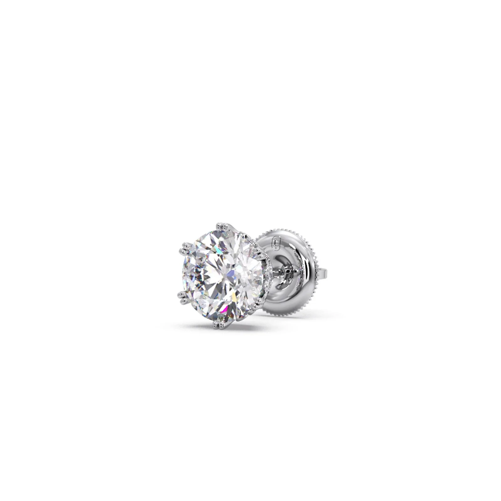 Six Prong Round Diamond Stud Earrings - Image 10