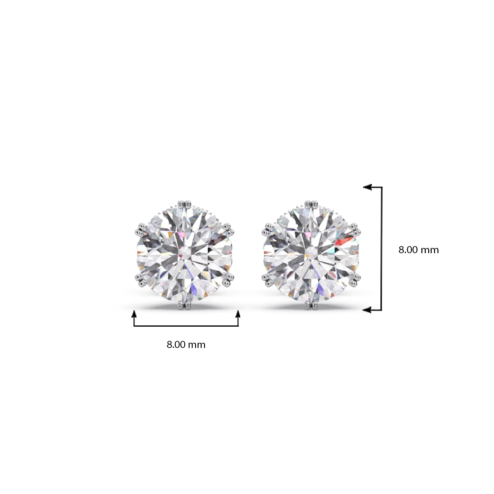Six Prong Round Diamond Stud Earrings - Image 12