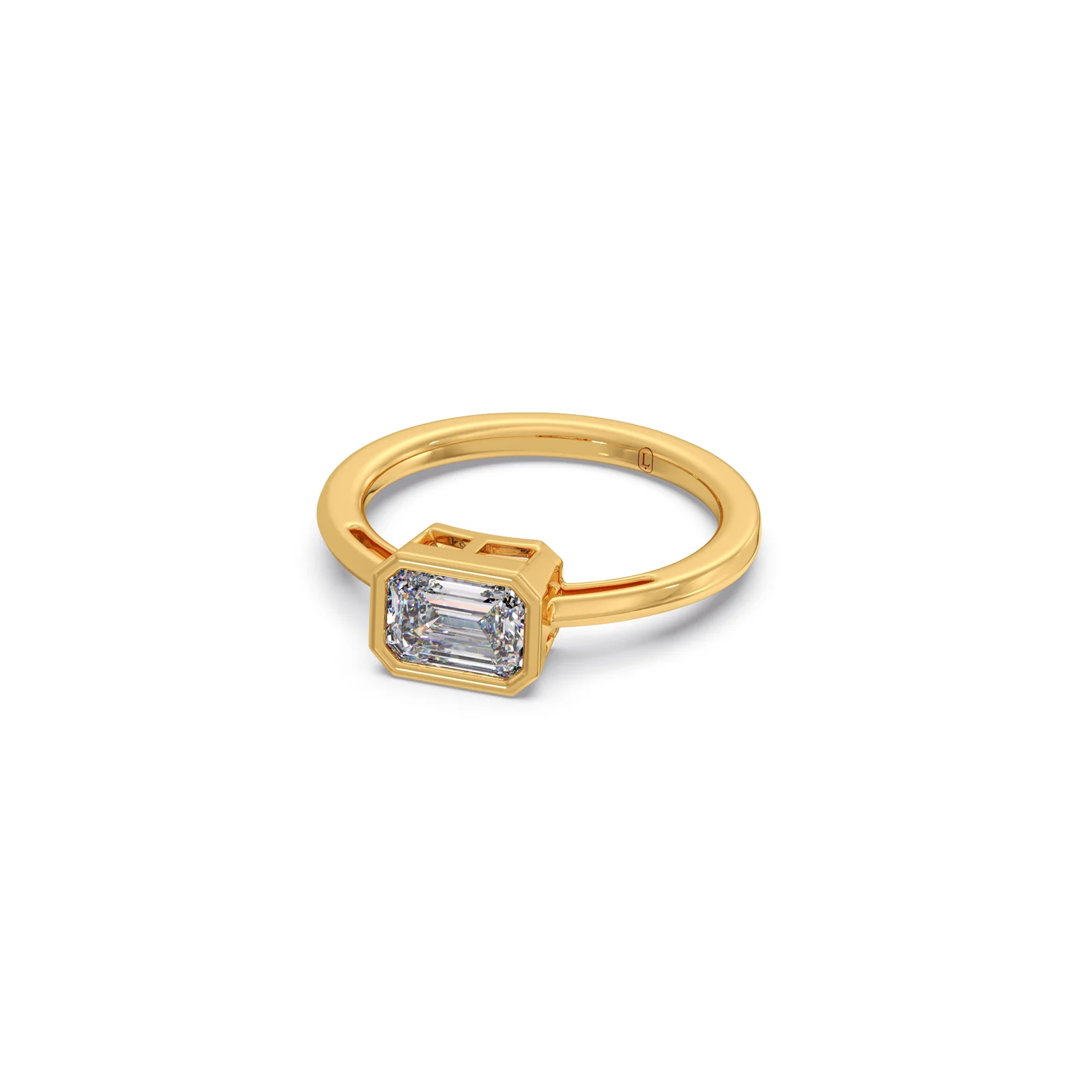 Sleek Emerald Cut Bezel Ring - Image 10