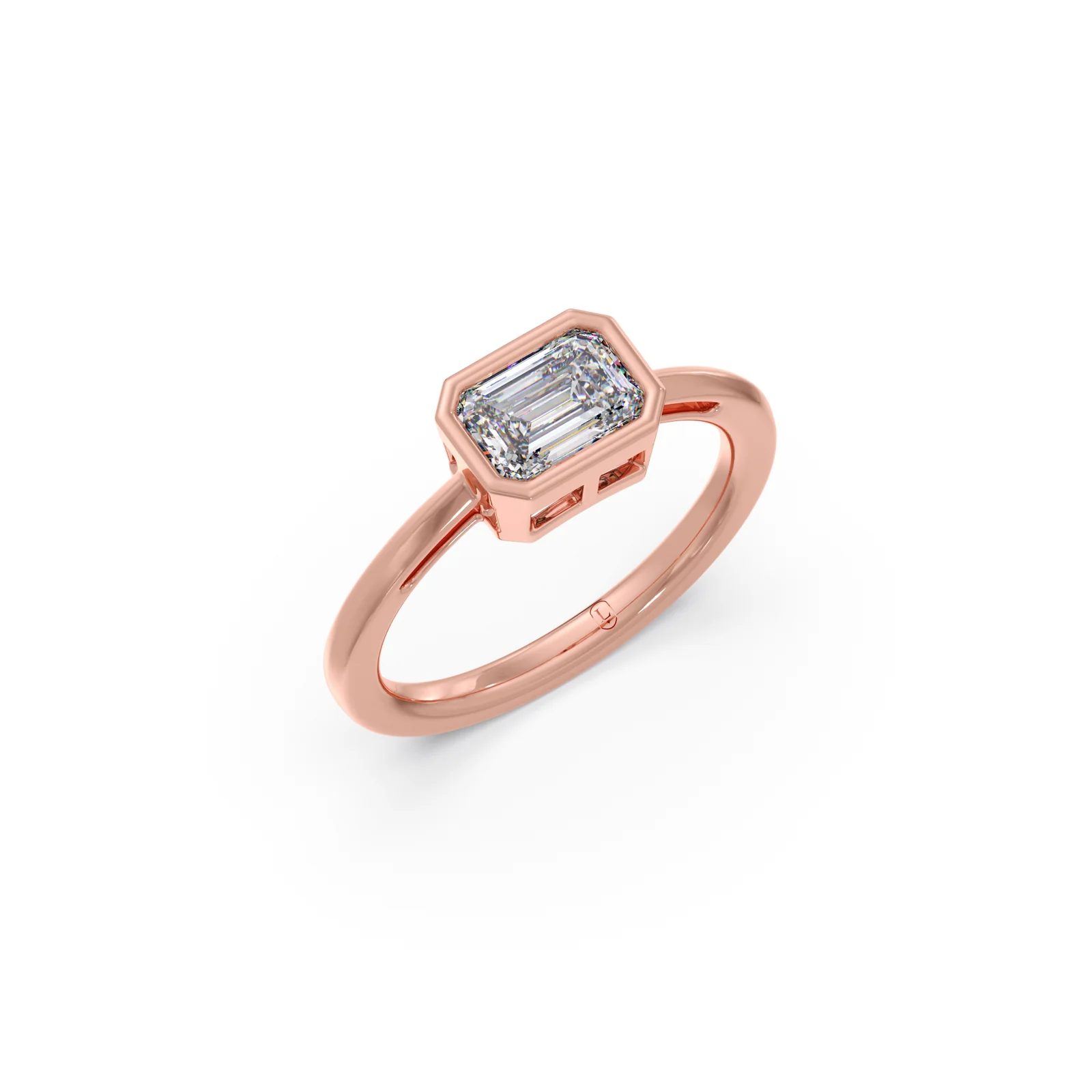 Sleek Emerald Cut Bezel Ring - Image 11