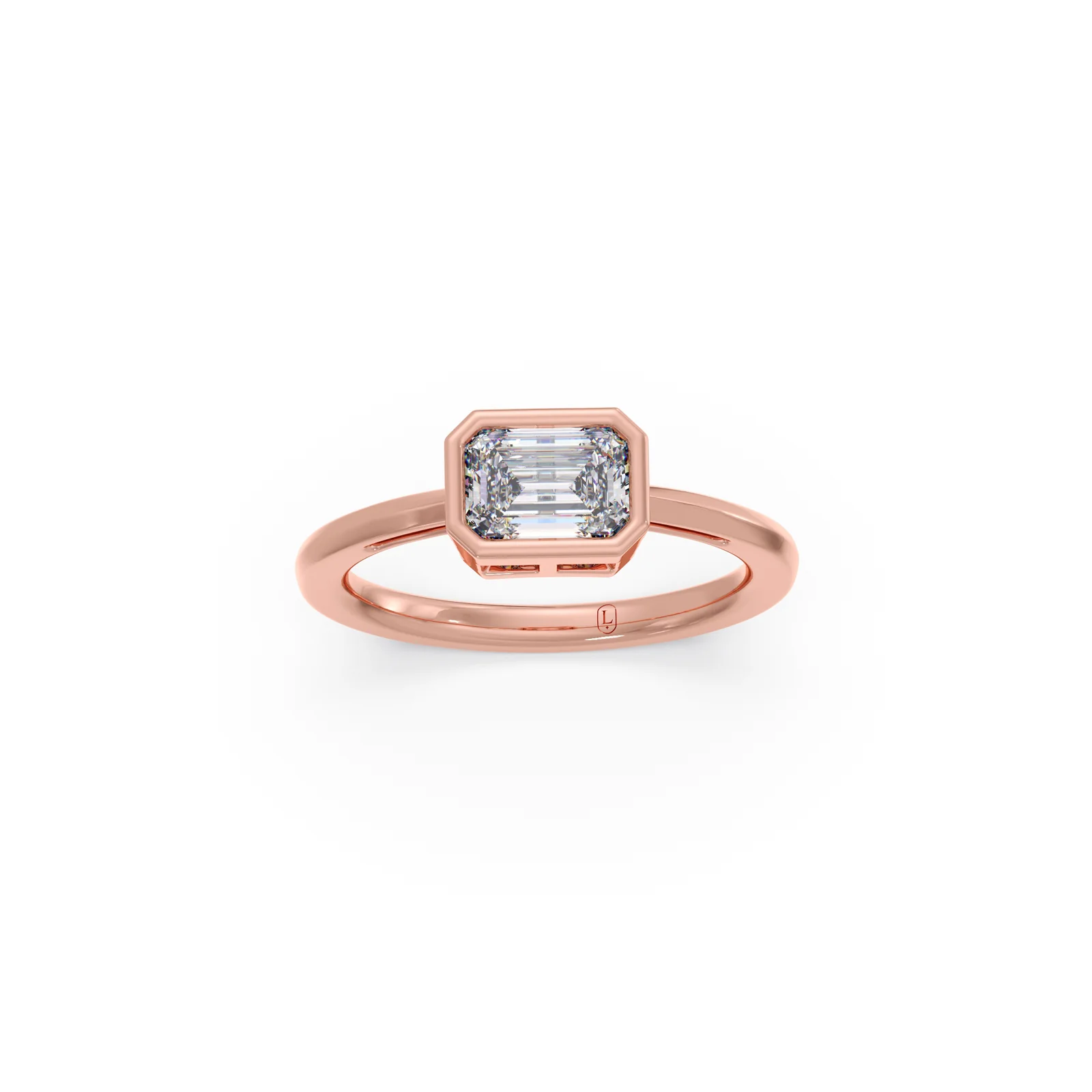 Sleek Emerald Cut Bezel Ring - Image 12