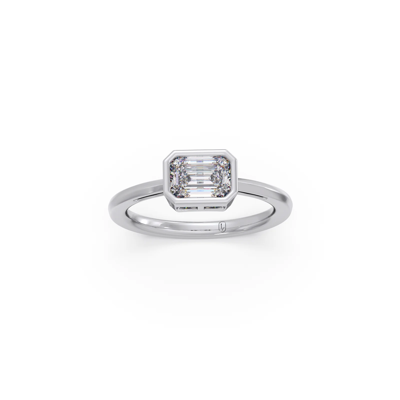 Sleek Emerald Cut Bezel Ring - Image 4