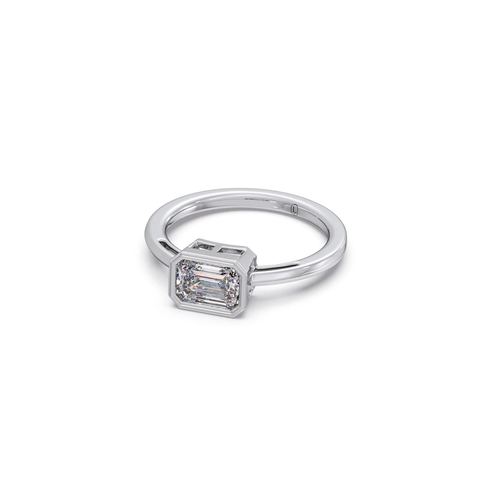 Sleek Emerald Cut Bezel Ring - Image 6