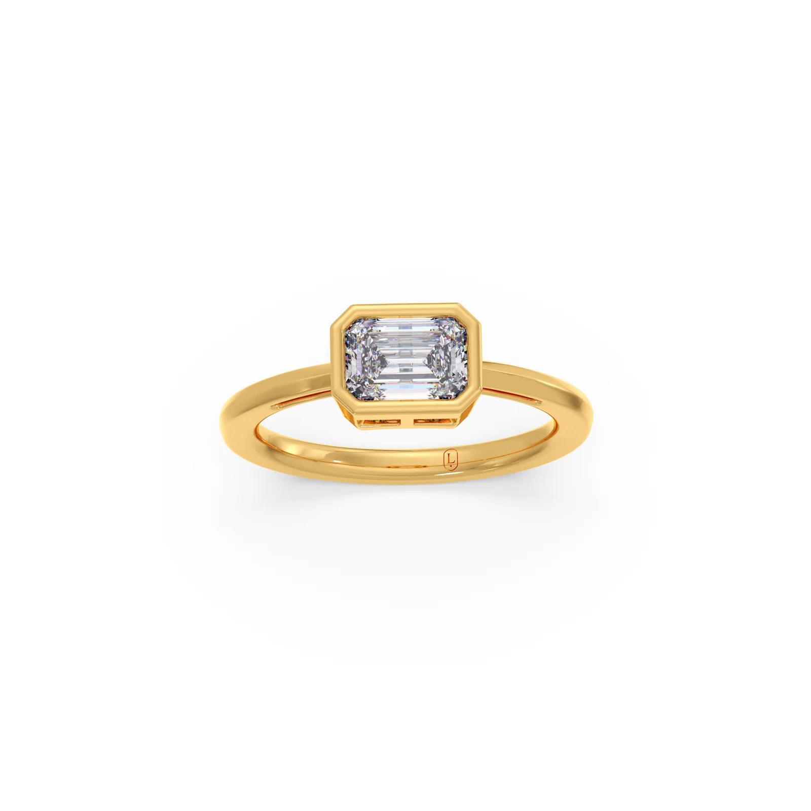 Sleek Emerald Cut Bezel Ring - Image 8