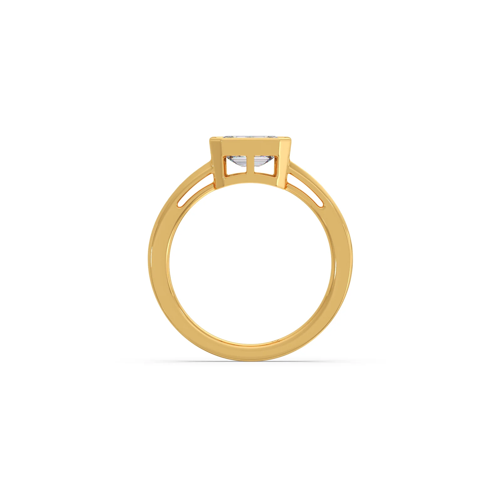 Sleek Emerald Cut Bezel Ring - Image 9