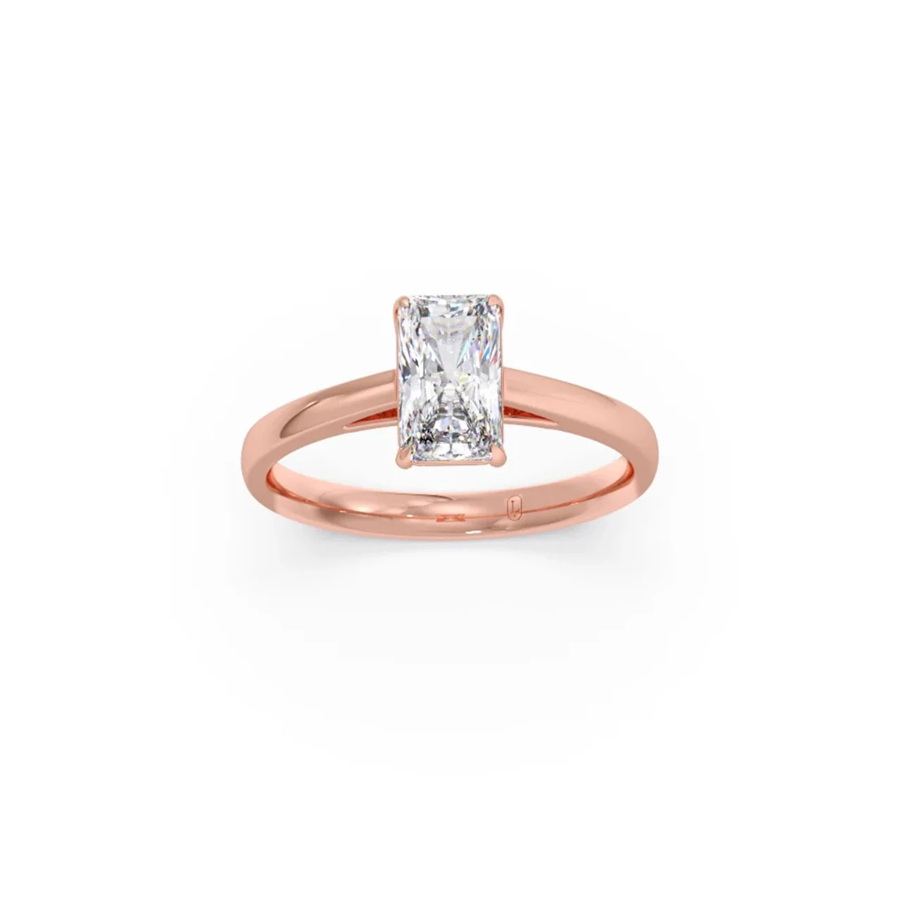 Solitaire Emerald Shape Diamond Engagement Ring - Image 10