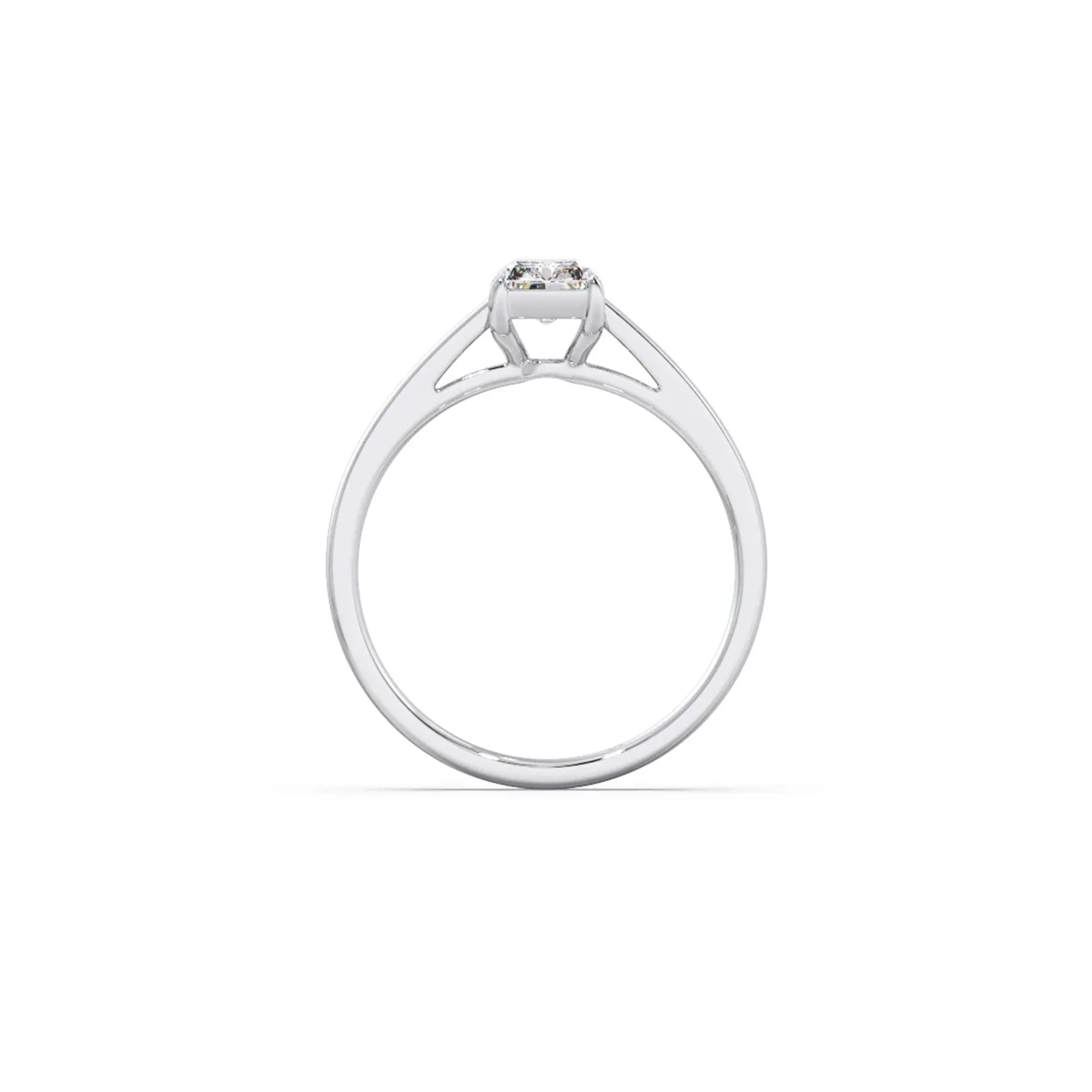 Solitaire Emerald Shape Diamond Engagement Ring - Image 3