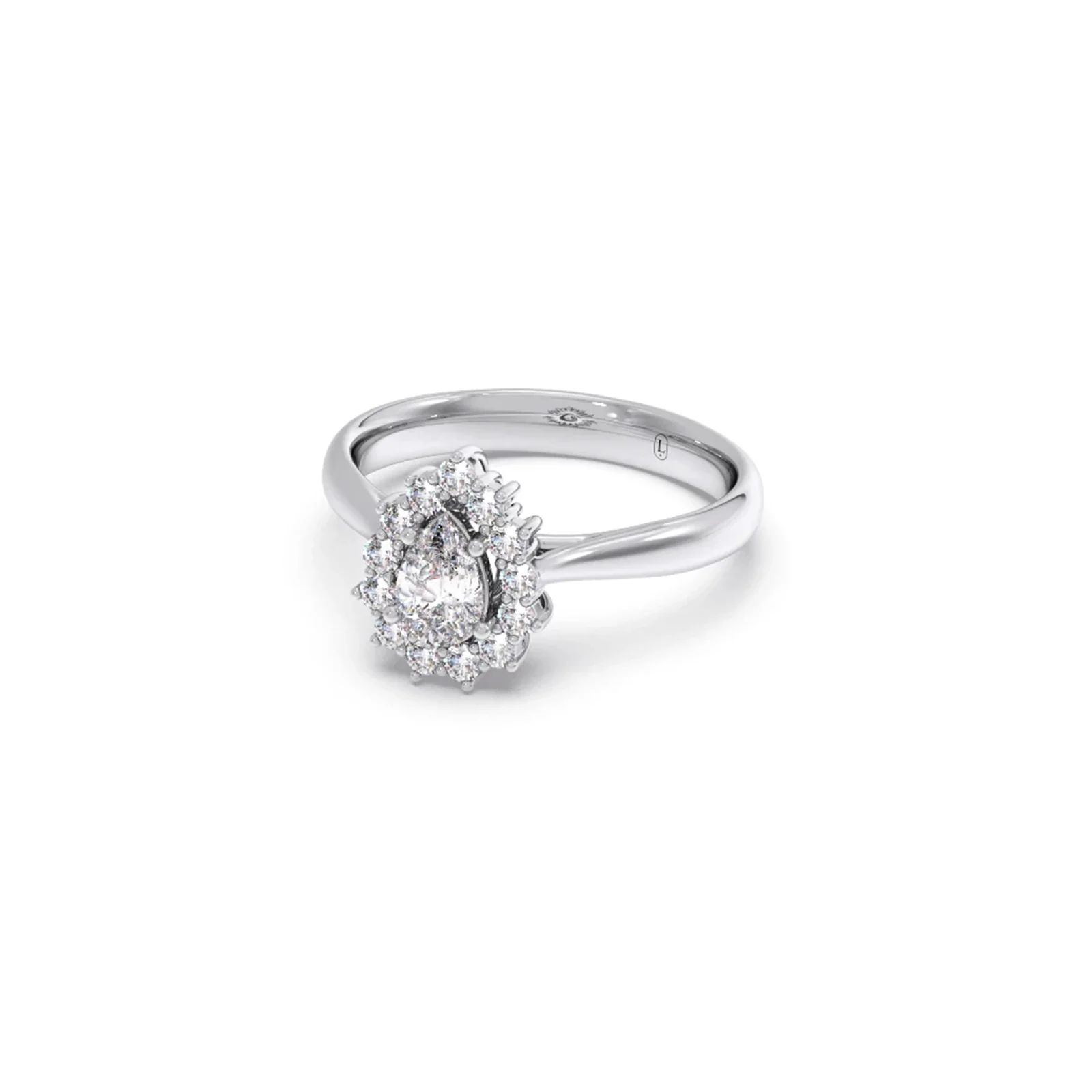 Tear Drop Shape Diamond with Halo Setting Ring - Image 12