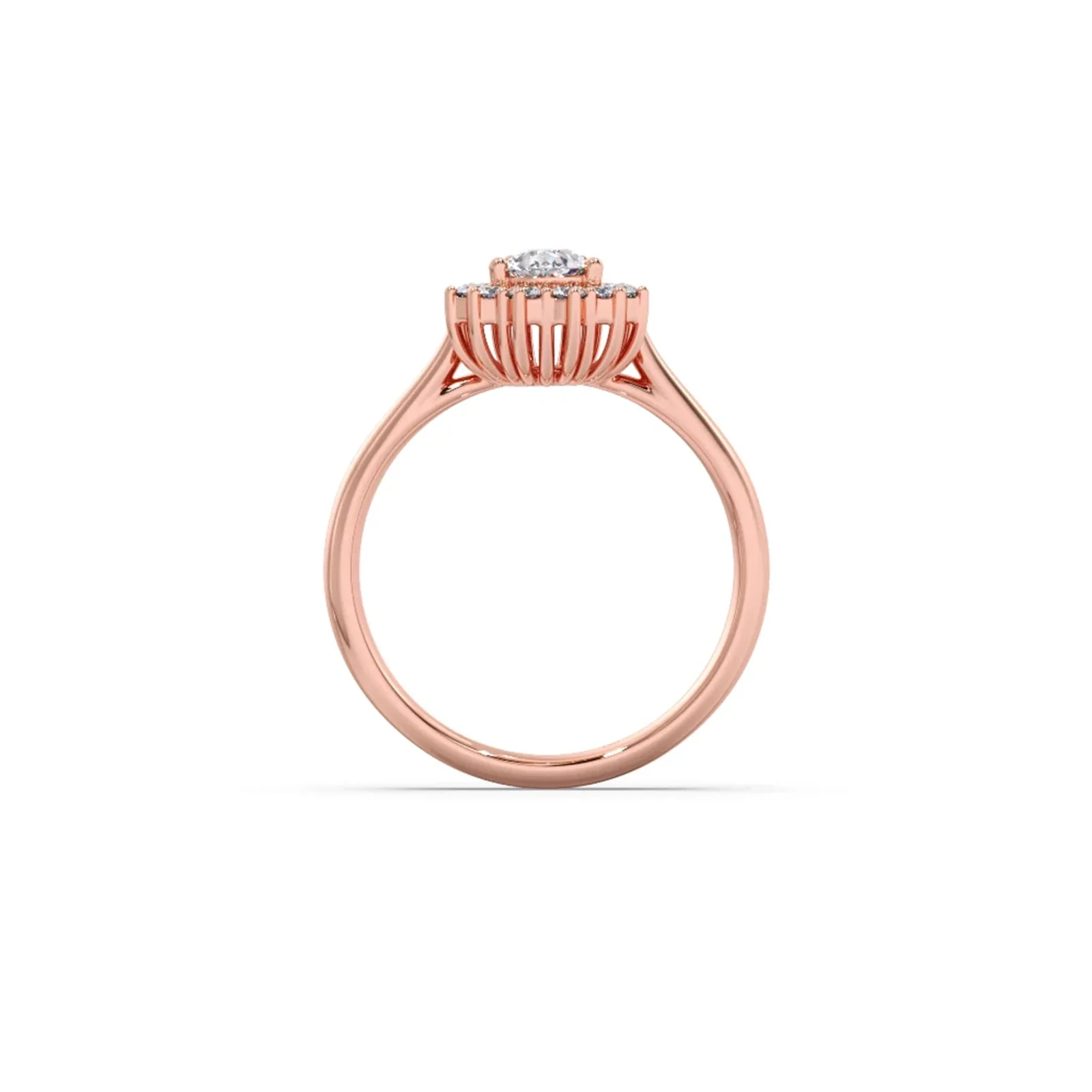 Tear Drop Shape Diamond with Halo Setting Ring - Image 7