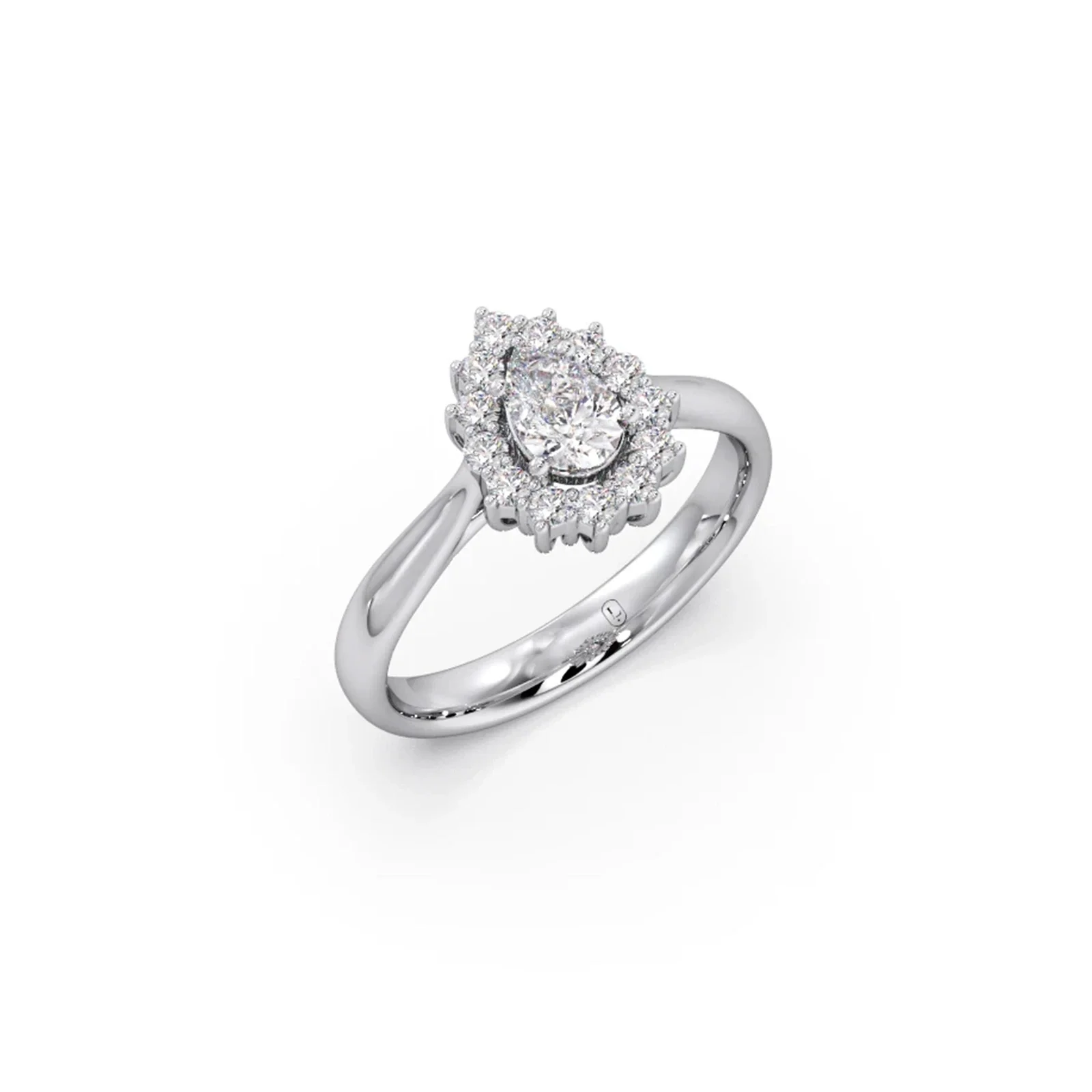 Tear Drop Shape Diamond with Halo Setting Ring - Image 9