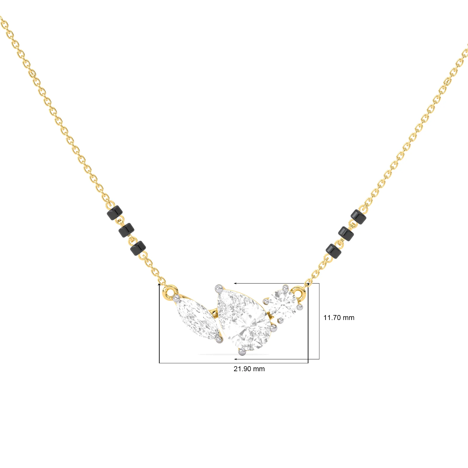 Trio Marquise Pear Round Diamond Mangalsutra - Image 4