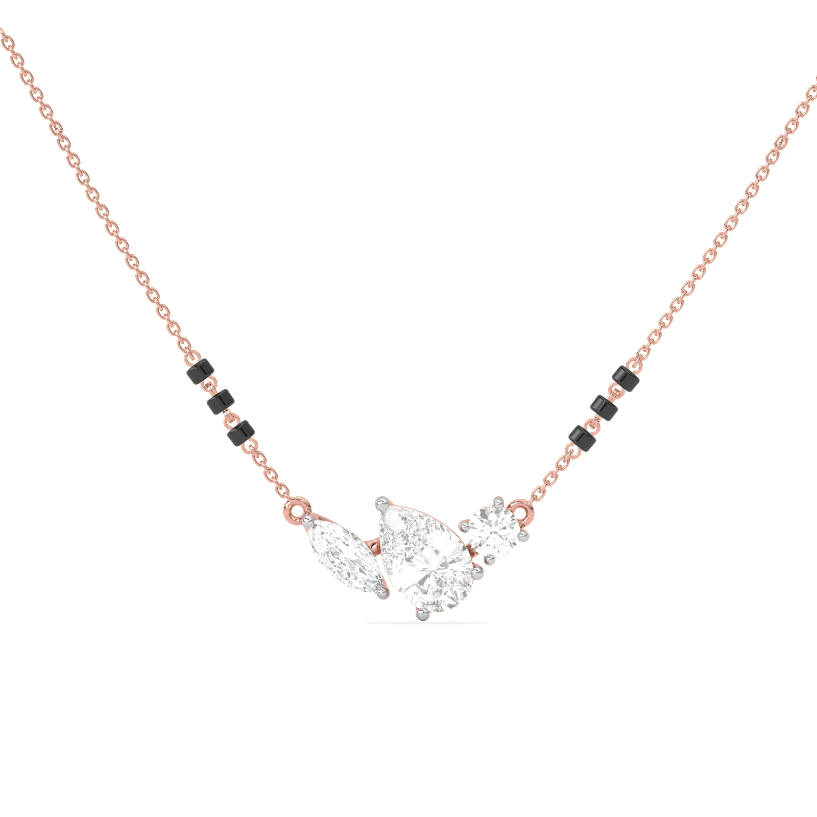 Trio Marquise Pear Round Diamond Mangalsutra - Image 5