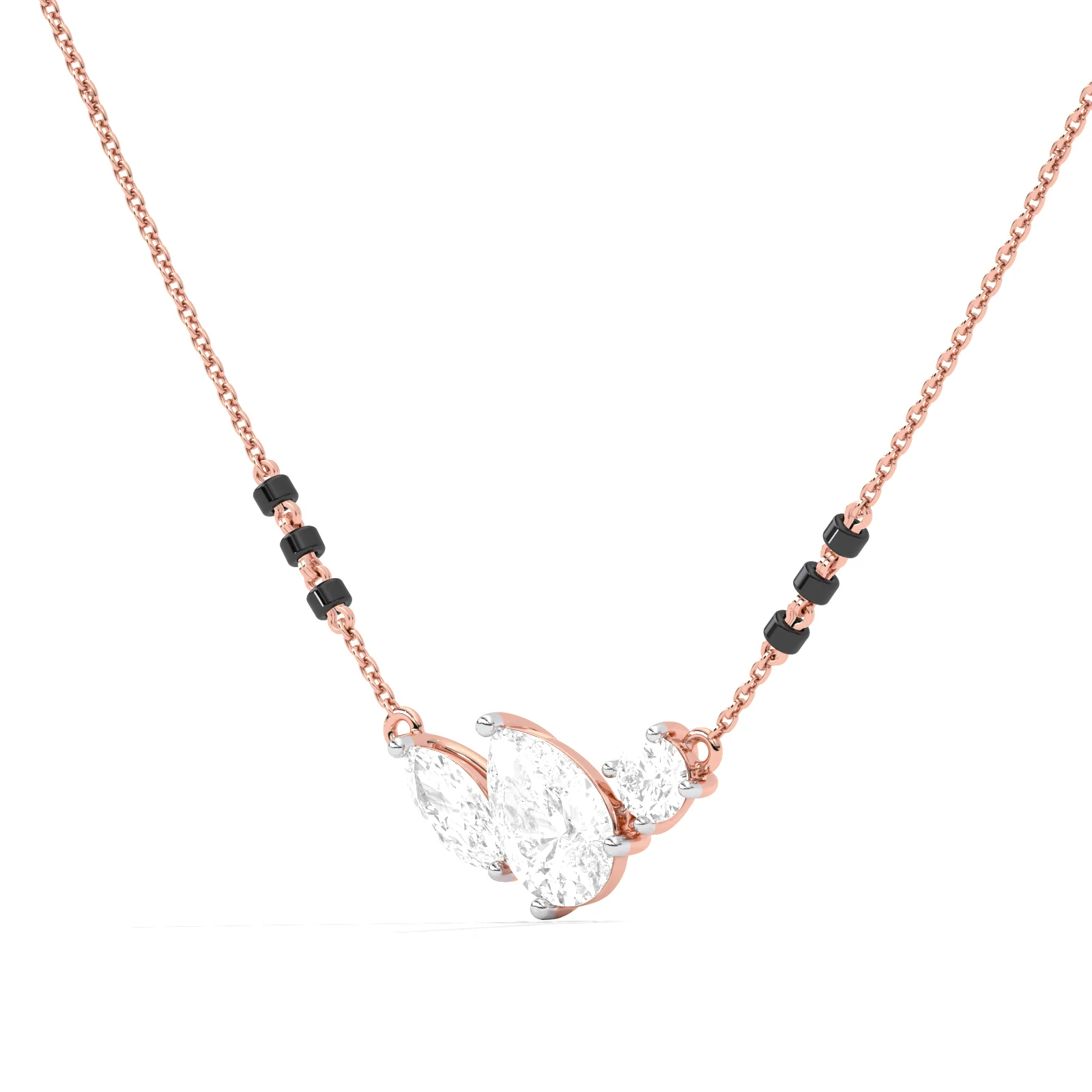 Trio Marquise Pear Round Diamond Mangalsutra - Image 6