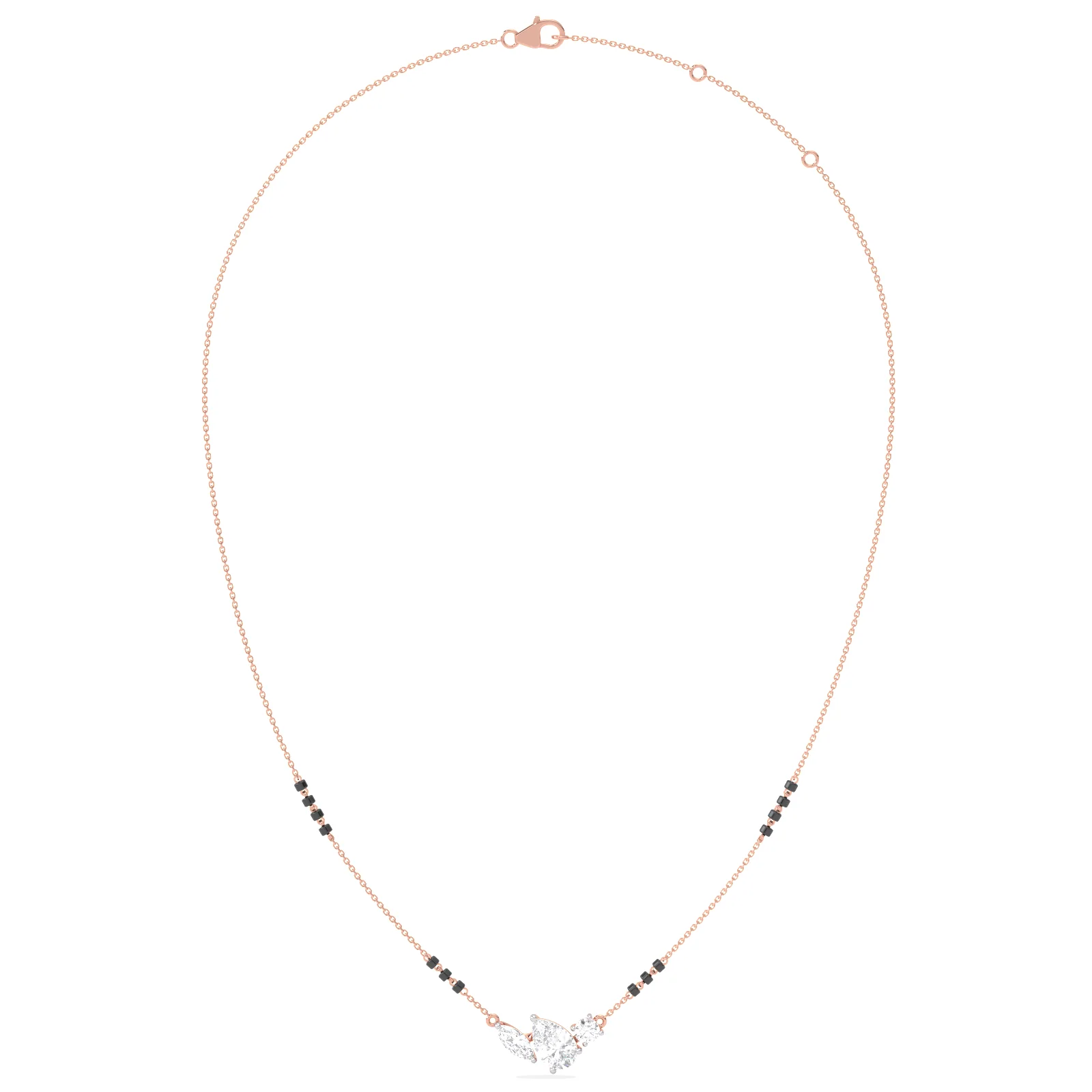 Trio Marquise Pear Round Diamond Mangalsutra - Image 7
