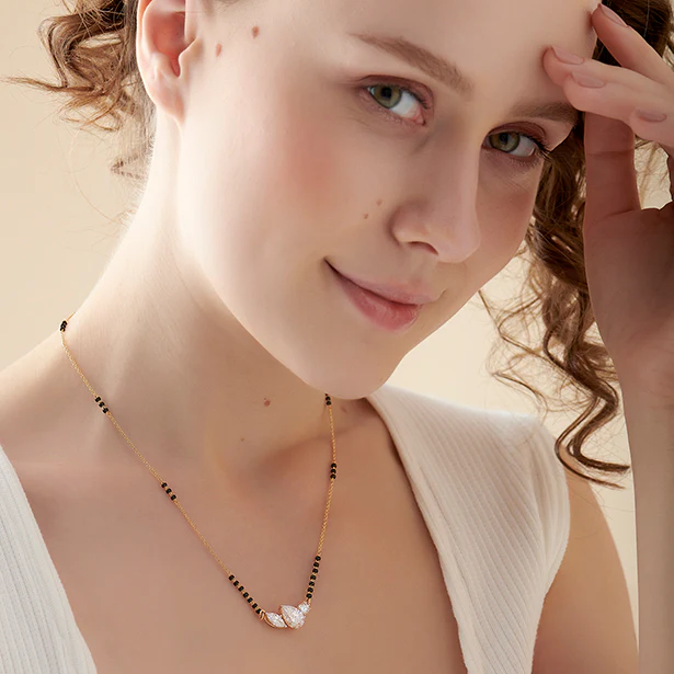 Trio Marquise Pear Round Diamond Mangalsutra - Image 9