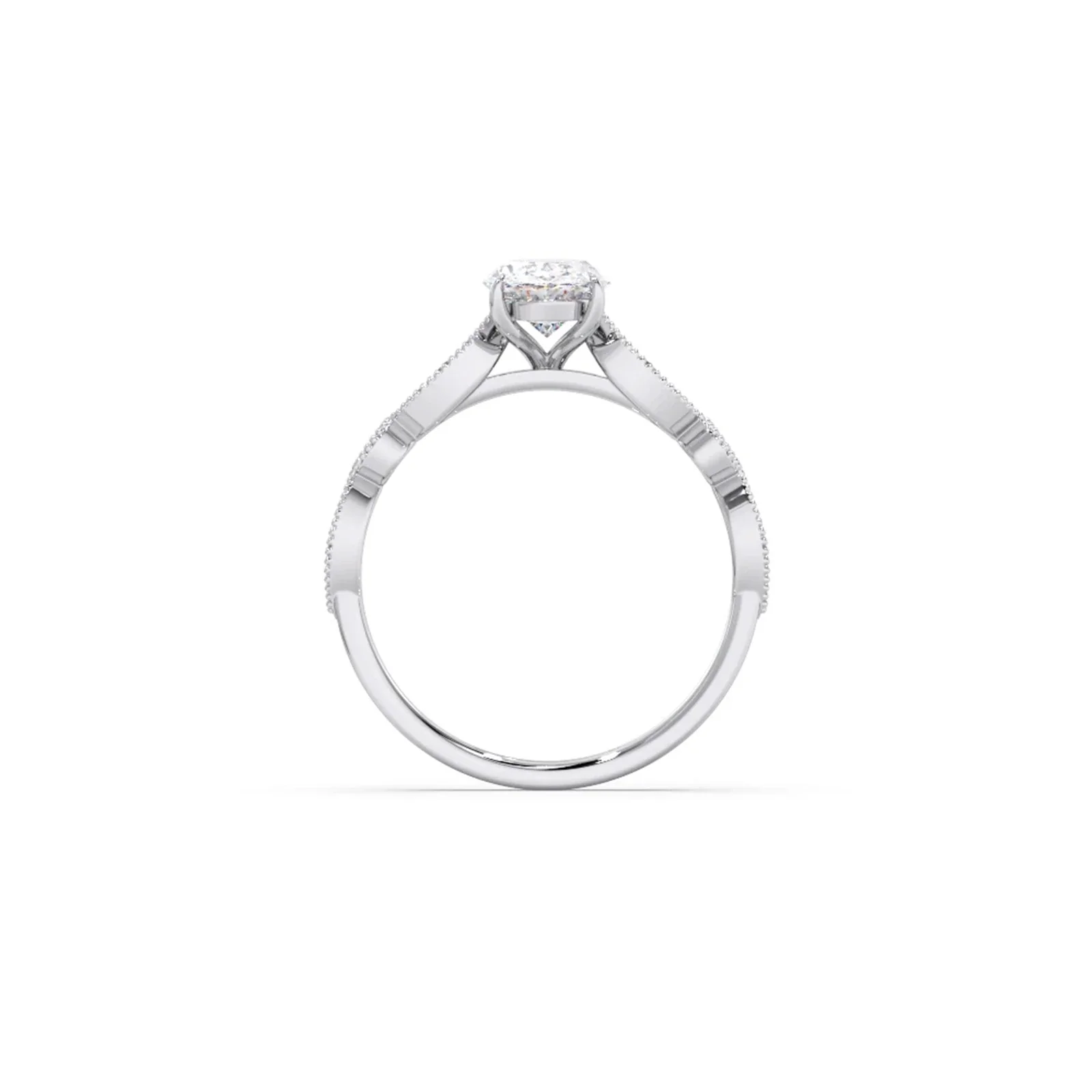 Vintage Milgrain Style Oval Shape Diamond Engagement Ring - Image 3